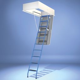 Wellhöfer vlizotrap StahlBlau zolderluik incl. getest plafondsaansluitingssysteem en thermische bescherming