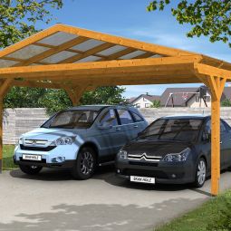 Skan Holz Dubbelcarport Westerwald Eik Licht Onderstand verschillende maten, lijmhout (fijnspar), paaldikte 12x12cm