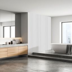 FibroTech akoestische panelen UNIKA White Platinum - Platinwit geschikt voor natte ruimten, lengte 2440 mm
