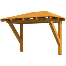 Skan Holz Afdak Wismar Dak Eik Licht Schilddak van Noord-Europese spar, 258x126 cm, continu gelijnde en wigverzinkte massief bouwhout