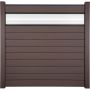 GroJa Solid Steekzaun Schutting met 30 cm ESG-glas Designinzet Terra Zichtscherm Steekzaun Lamellenomheining