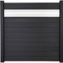 GroJa Solid steekzaun schutting met 30 cm ESG-glas designinzet antracietgrijs privacyscherm steekzaun lamellenomheining