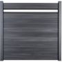 GroJa Solid Steekzaun Schutting met 30 cm ESG-glas designinzet Steengrijs co-geëxtrudeerd Zichtscherm Steekzaun Lamellenomheining