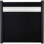 GroJa Solid steekzaun schutting met 30 cm gehard glas designinzet zwart cogeëxtrudeerd zichtscherm steekzaun lamellenomheining