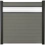 GroJa Solid steekzaun schutting met 30 cm ESG-glas designinzet Grijs privacyscherm steekzaun lamellenomheining