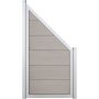 GroJa Viento schutting Aansluiting Bi-Color Zand met Alu-frame EV1 zilver Zichtscherm Lamellenomheining