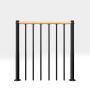 Minka-balustrade zwart met verticale stijlen en houten handleuning recht