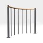 Minka balustrade grijs met verticale stijlen en ronde houtleuning