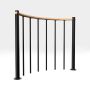 Minka balustrade zwart met verticale stijlen en houten leuning rond