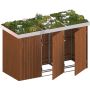 Binto afvalcontainerkast voor 3 containers, hardhout met plantenschaal afvalcontainerkast
