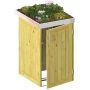 Binto afvalcontainerkast voor 1 container, naaldhout met plantenbak afvalcontainerkast-bekleding